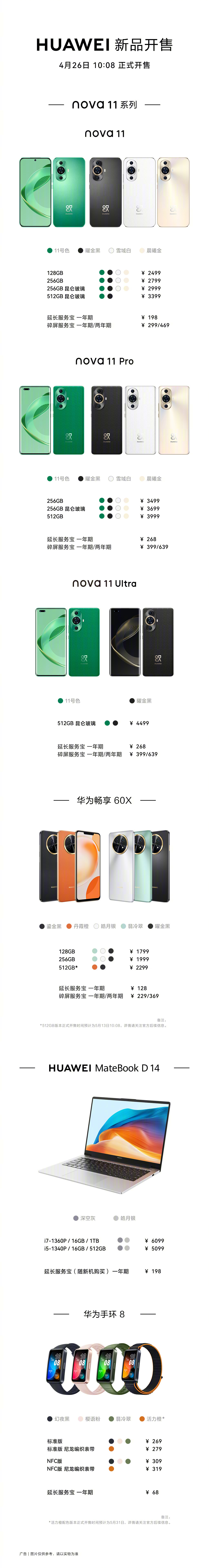 《华为 nova 11》手机正式发售：售价：2499 元起，华为 nova 11 / Pro / Ultra 手机