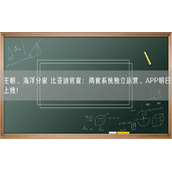 王朝、海洋分家 比亚迪官宣：两套系统独立运营、APP明日上线！