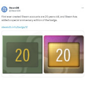 Steam上线20年 V社为原始粉添加20周年徽章