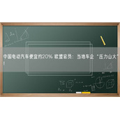 中国电动汽车便宜约20% 欧盟官员：当地车企“压力山大”！