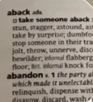 abandon不是第一名了 “aback”来到第一！