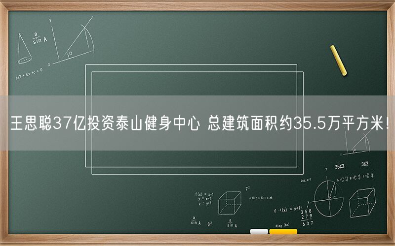 王思聪37亿投资泰山健身中心 总建筑面积约35.5万平方米！