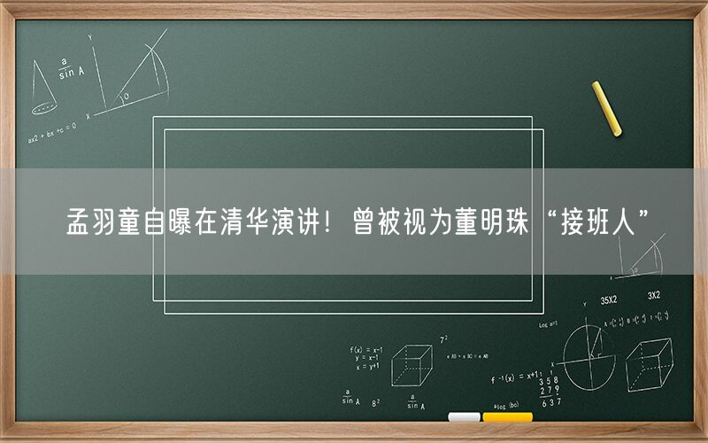 孟羽童自曝在清华演讲！曾被视为董明珠“接班人”