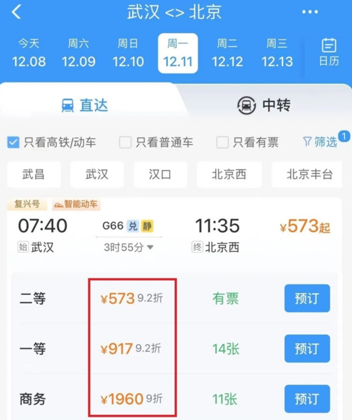 12306高铁票开始打折了！部分线路最低5.5折！