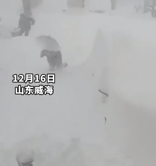 山东“雪窝子”不是白叫的 威海暴雪积雪厚度惊呆网友！