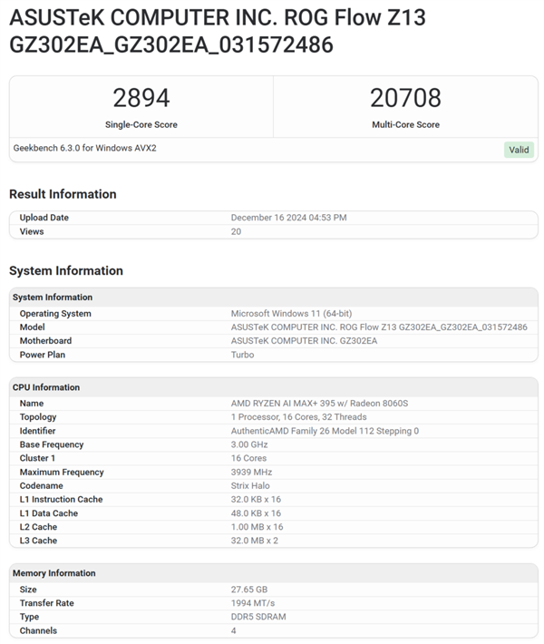 AMD锐龙Max+ 395性能曝光 比7945HX3D更快