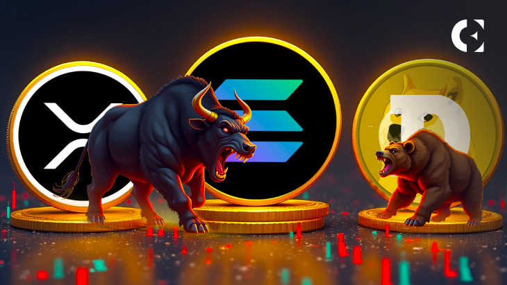 XRP的“小型金叉”与SOL的“金叉”形成鲜明对比，DOGE则表现疲软