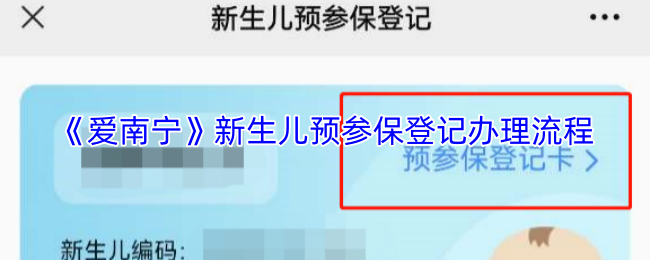 《爱南宁》新生儿预参保登记办理流程