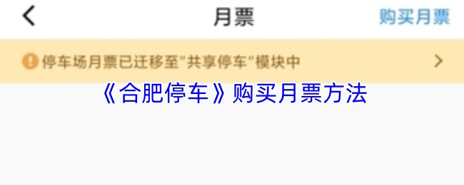 《合肥停车》购买月票方法