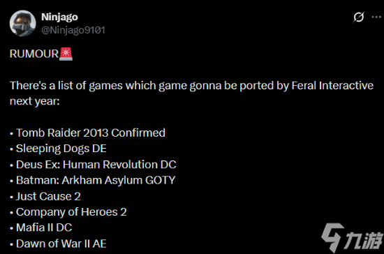 曝超多经典大作移植手游!热血无赖蝙蝠侠古墓丽影等