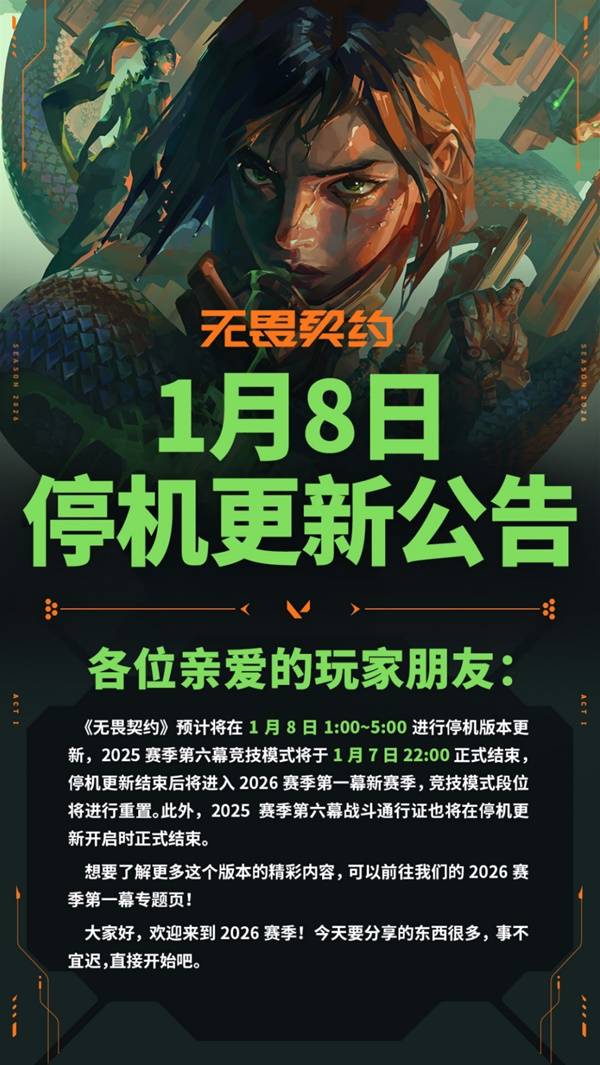 无畏契约1月8日更新公告