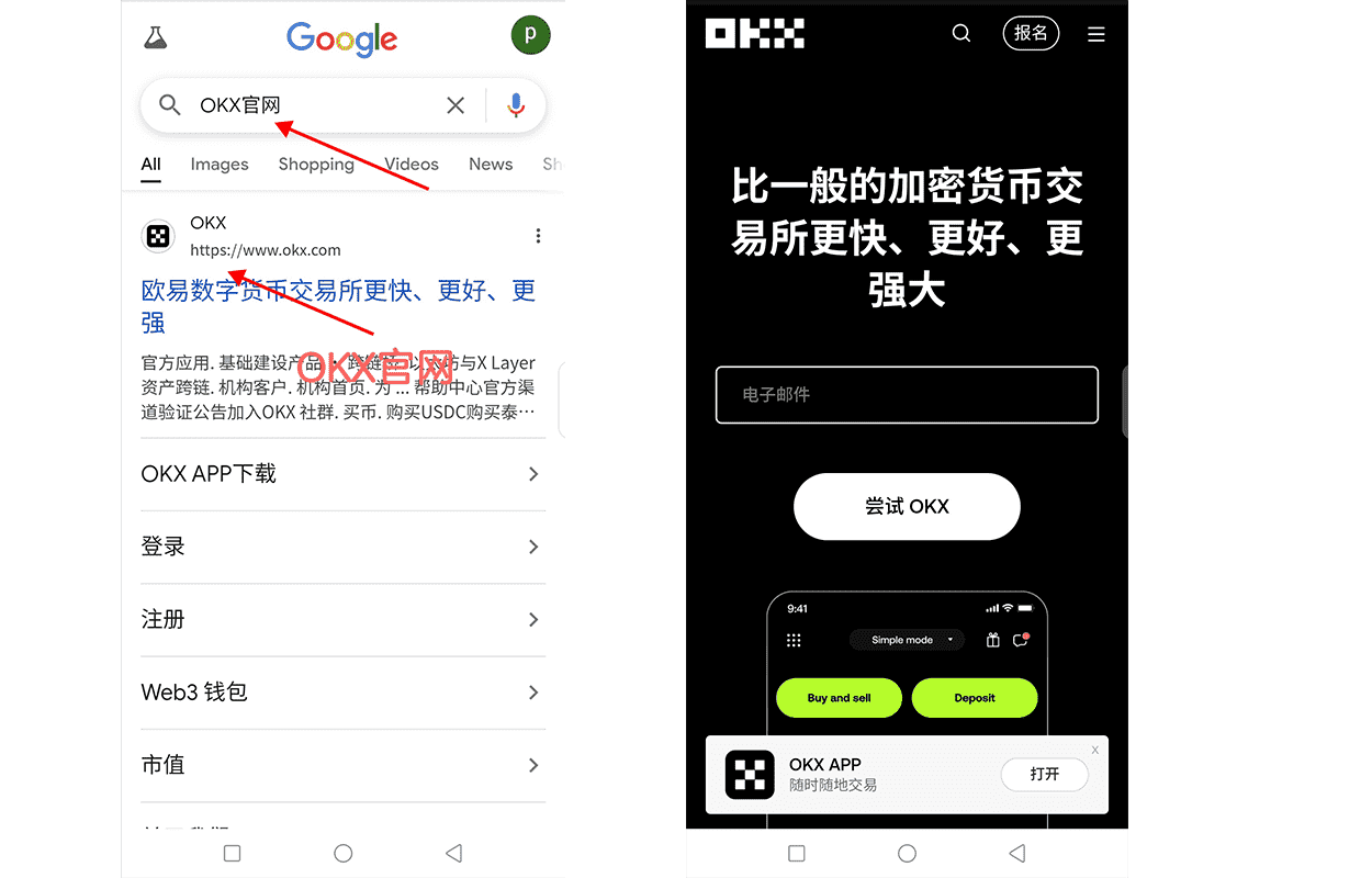 OKX官网验证示意图