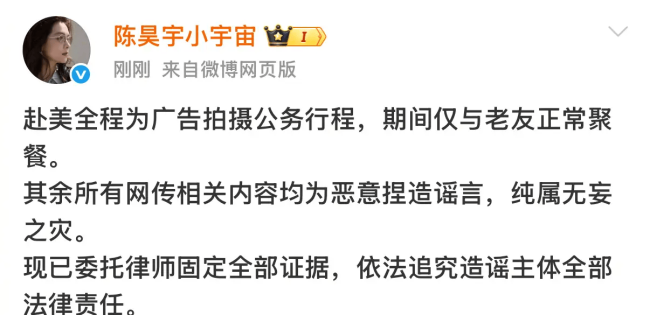 陈昊宇称赴美期间仅与老友聚餐 否认私会他人男友