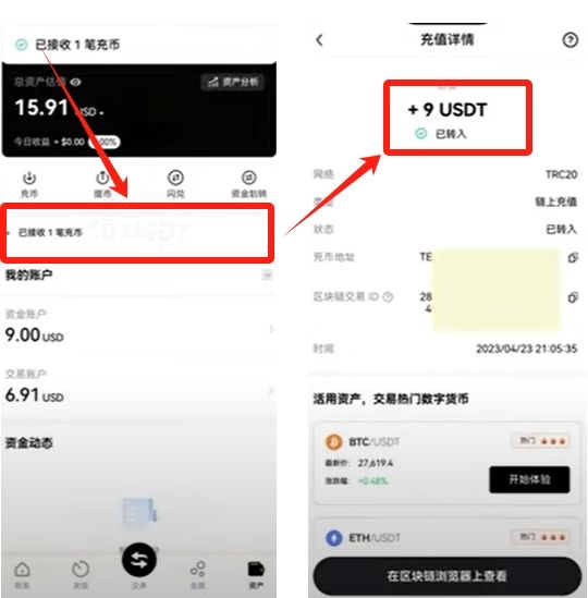 到账确认截图