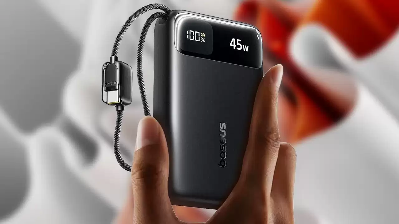 倍思20_000mAh-45W自带双USB-C线充电宝领券后仅需21美元