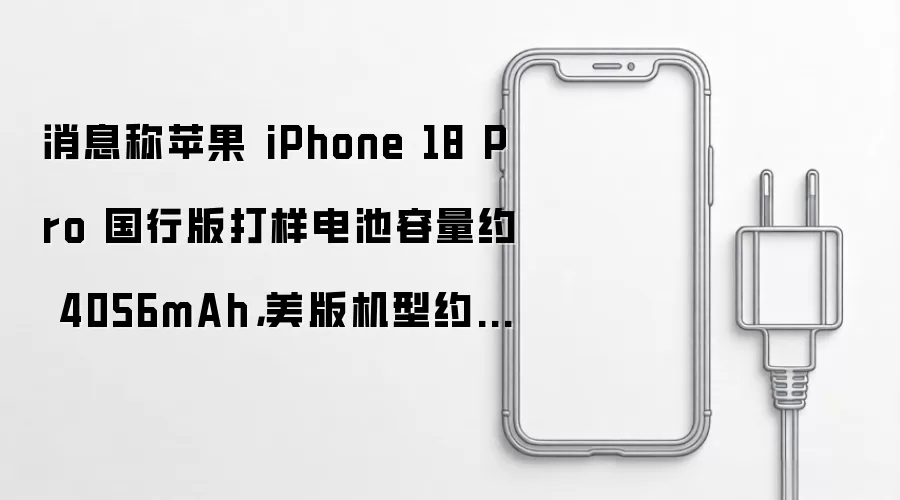 消息称苹果iPhone 18 Pro国行版打样电池容量约4056mAh：美版机型约4288mAh