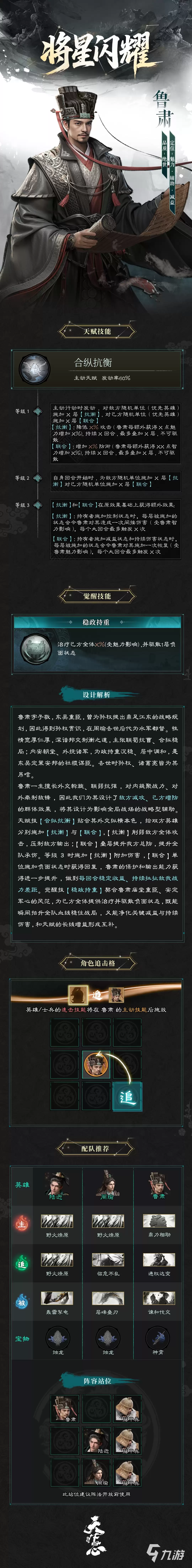 三国天下归心鲁肃怎么配队 三国天下归心鲁肃技能及配队拆解