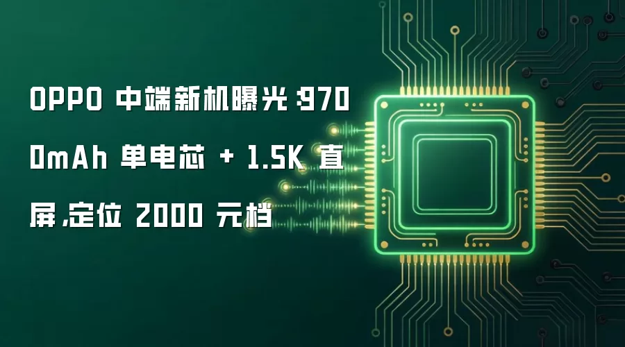 OPPO中端新机曝光：9700mAh单电芯配1.5K直屏 定位2000元档