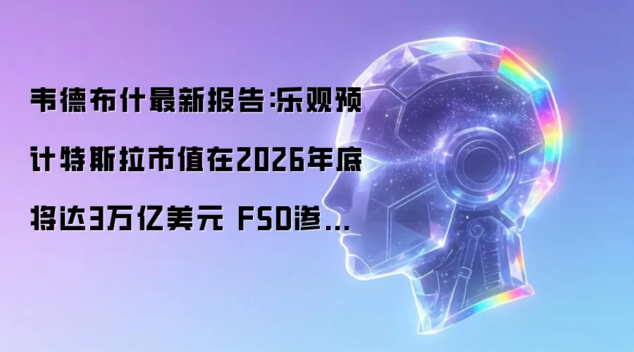 韦德布什最新报告:乐观预计特斯拉市值在2026年底将达3万亿美元 FSD渗透率或达50%以上