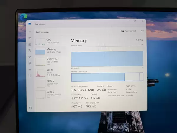 Win11 8GB内存直接吃掉七成：被苹果系统碾压