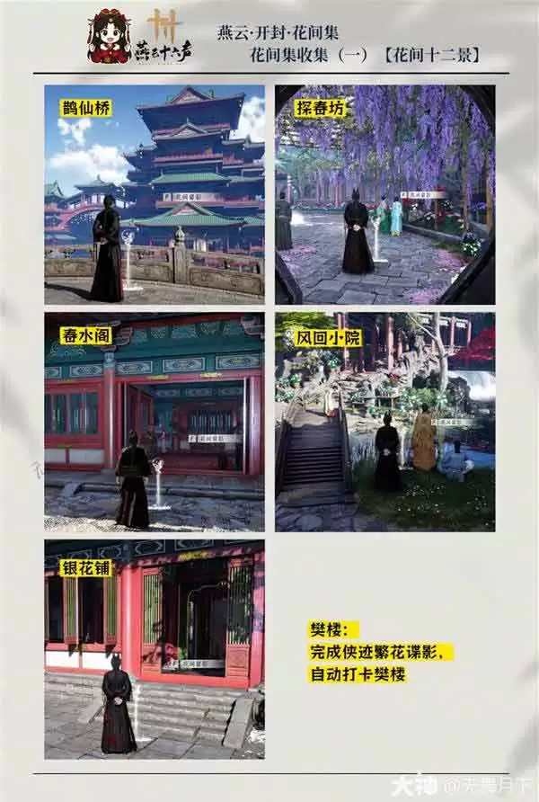 《燕云十六声》开封花间集花间十二景点位大全