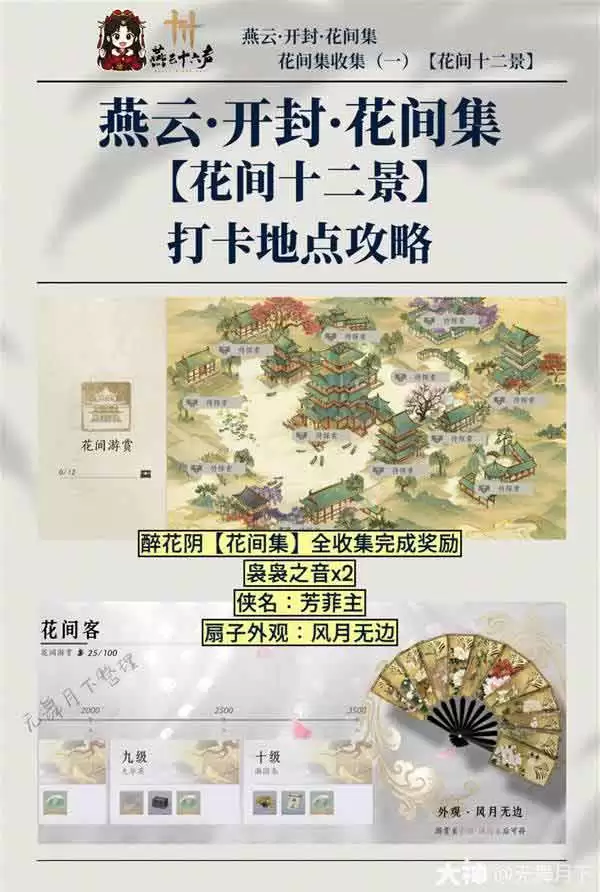 燕云十六声开封花间集花间十二景点位大全
