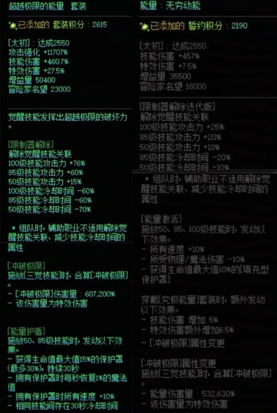 DNF究极能量加能量中属性搭配一览
