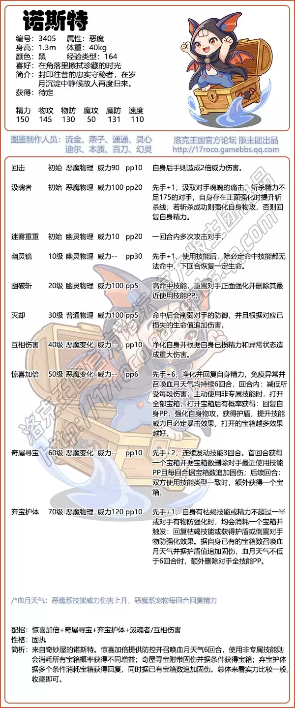 洛克王国诺斯特技能清单
