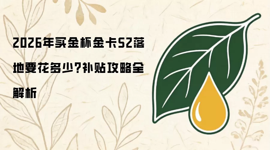 2026年买金杯金卡S2落地花费多少？补贴攻略全解析