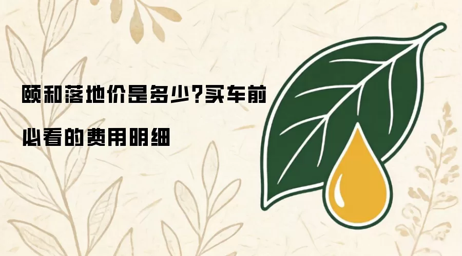 颐和落地价是多少?买车前必看的费用明细