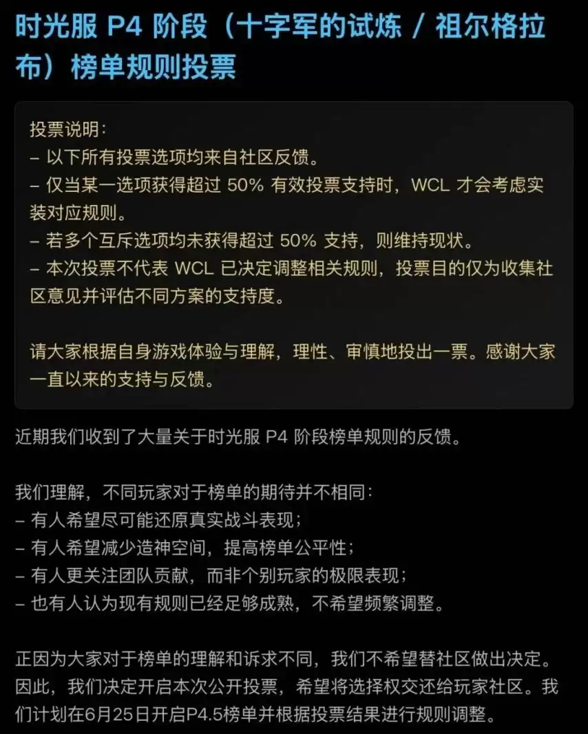 魔兽WCL时光服即将封榜更新:P4.5规则实装:技能增益受限