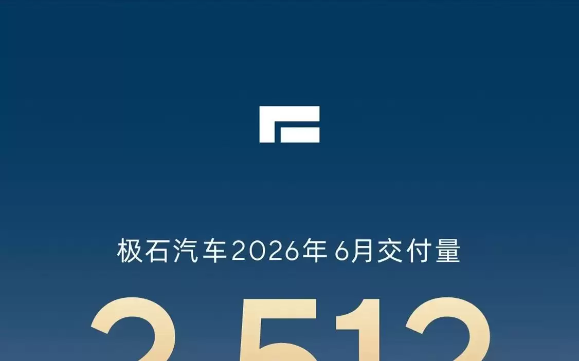 极石汽车6月交付2512台:销量同比增长99.5%