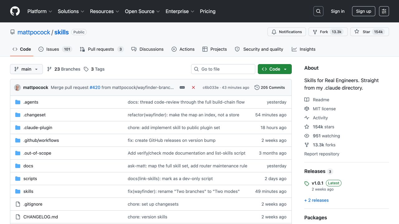 Matt Pocock Skills GitHub 仓库首页截图