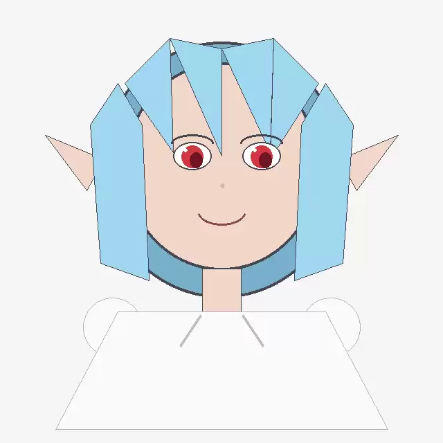 粗笔触几何风蓝发精灵少女