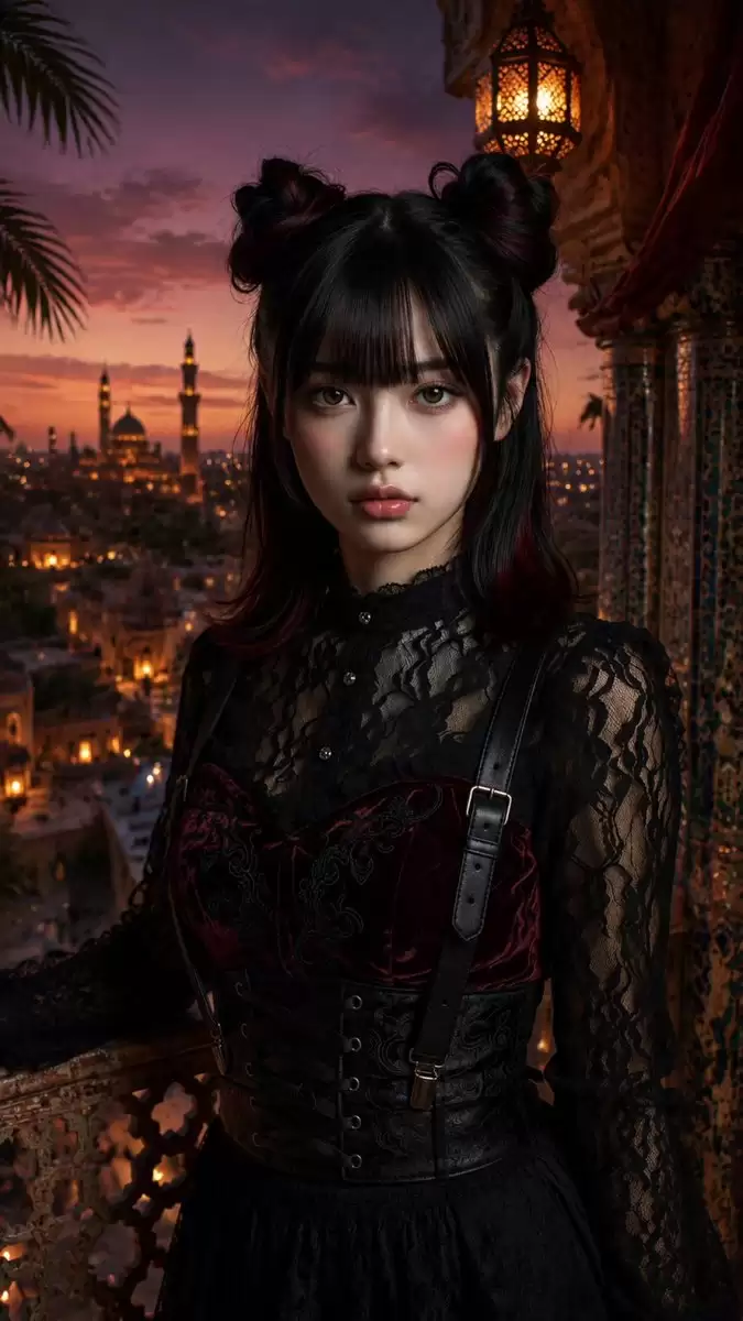 摩尔式落日下的哥特少女