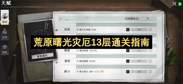 荒原曙光灾厄13层通关攻略