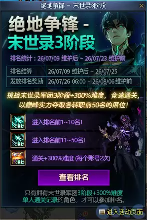 DNF末世录4倍率排名活动攻略