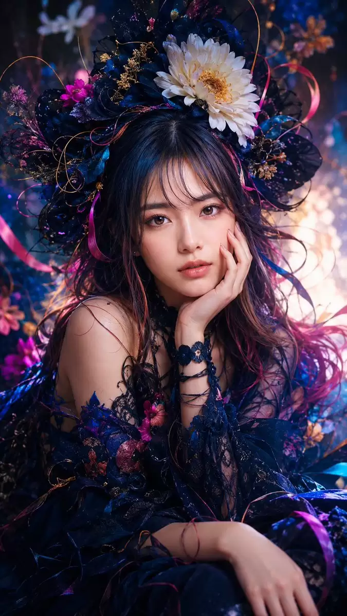 哥特奇幻花卉肖像