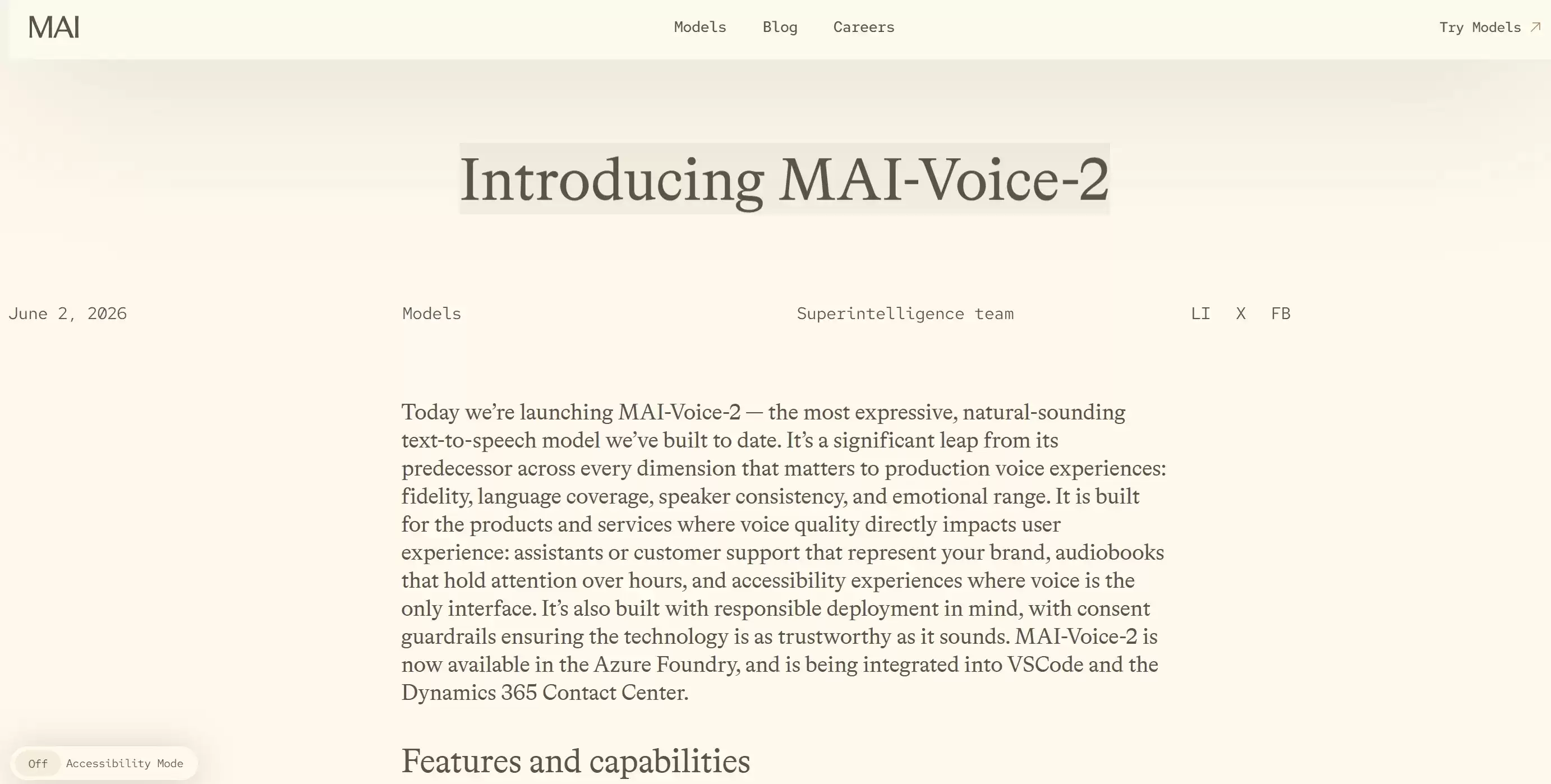 MAI-Voice-2 – Microsoft AI打造的多语言文本转语音及语音克隆模型