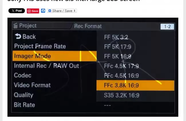 索尼 FX5 电影摄影机 搭载 3.5 英寸 16:9 可翻转全向屏幕