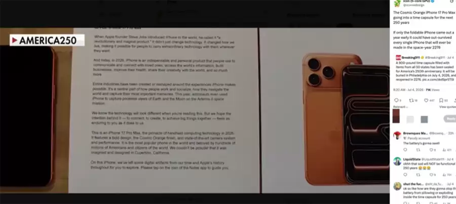 独一无二的终极排面!iPhone 17 Pro Max正式入选美国百年时间胶囊 独一无二的终极排面!iPhone 17 Pro Max正式入选美国百年时间胶囊