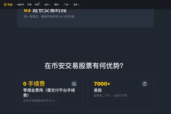 币安美股交易页面