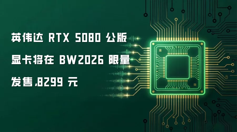 英伟达 RTX 5080 公版显卡将在 BW2026 限量发售：8299 元