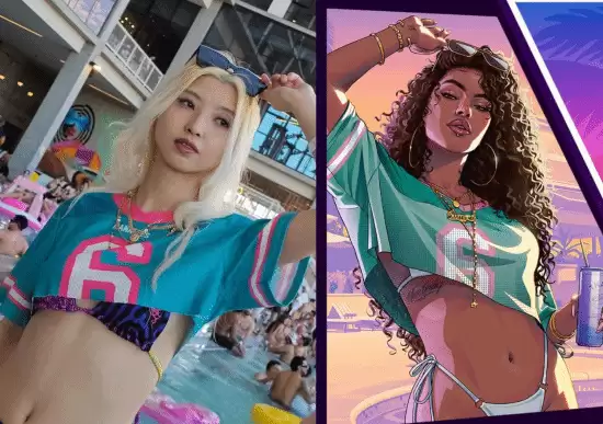 网友自发还原GTA6封面人物:露天泳池上演现实版罪恶城