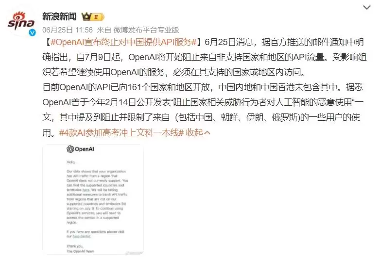 OpenAI对中国停服:是毒药还是助攻