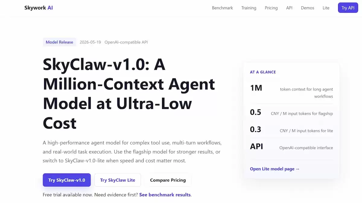 SkyClaw-v1.0 - 昆仑万维天工AI推出的百万上下文Agent模型