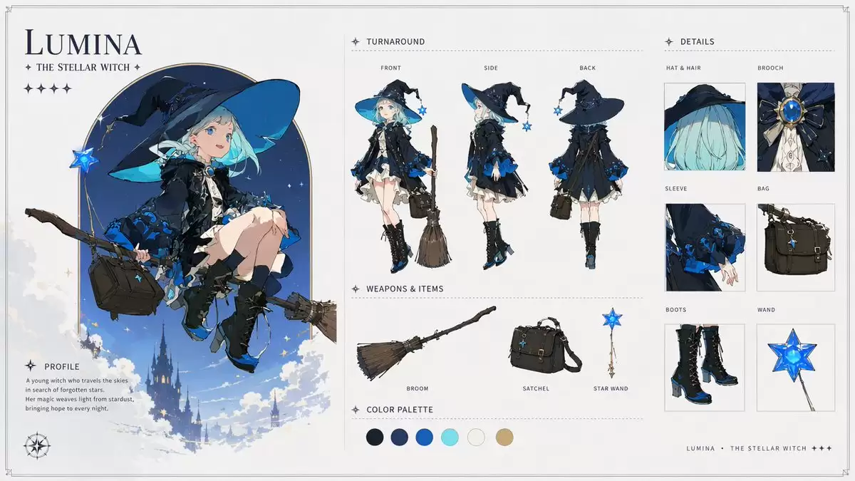 Lumina Stellar Witch: 角色设计图