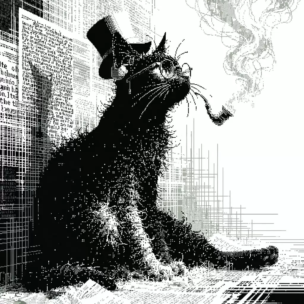 维多利亚风尚像素艺术吸烟猫