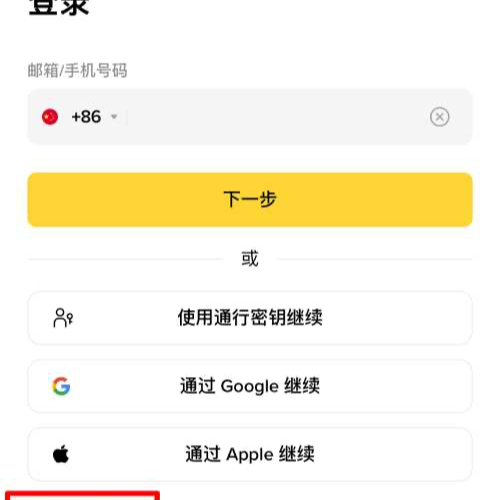币安网页登录页面显示邮箱手机号输入框和继续按钮