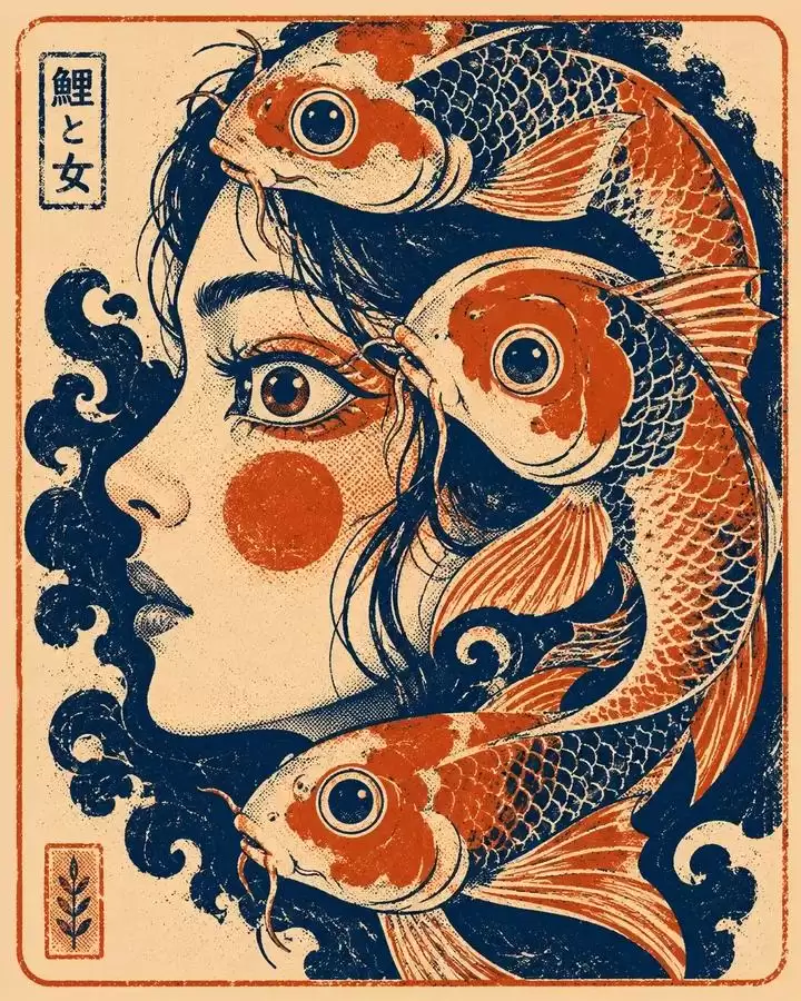 图案丝网印刷人兽插画